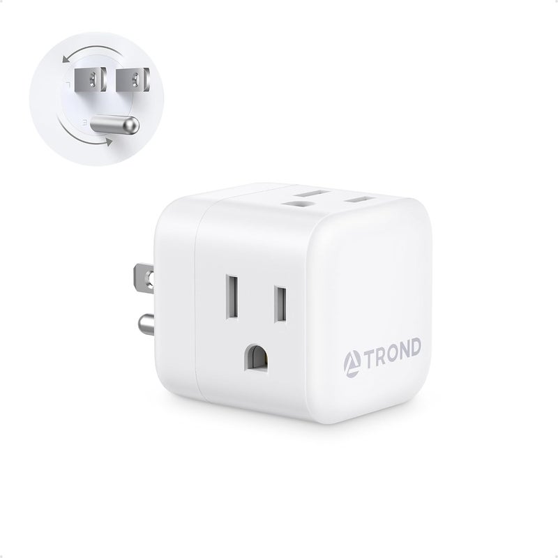 TROND Multi Wall Outlet Extender - Sideways Plug Adapter with 3 Electrical Sockets, 360 Rotating Plug to Turn the Horizontal to Vertical Outlet for Plugging Air Freshener, Cat Calming, Night Light - Image 1
